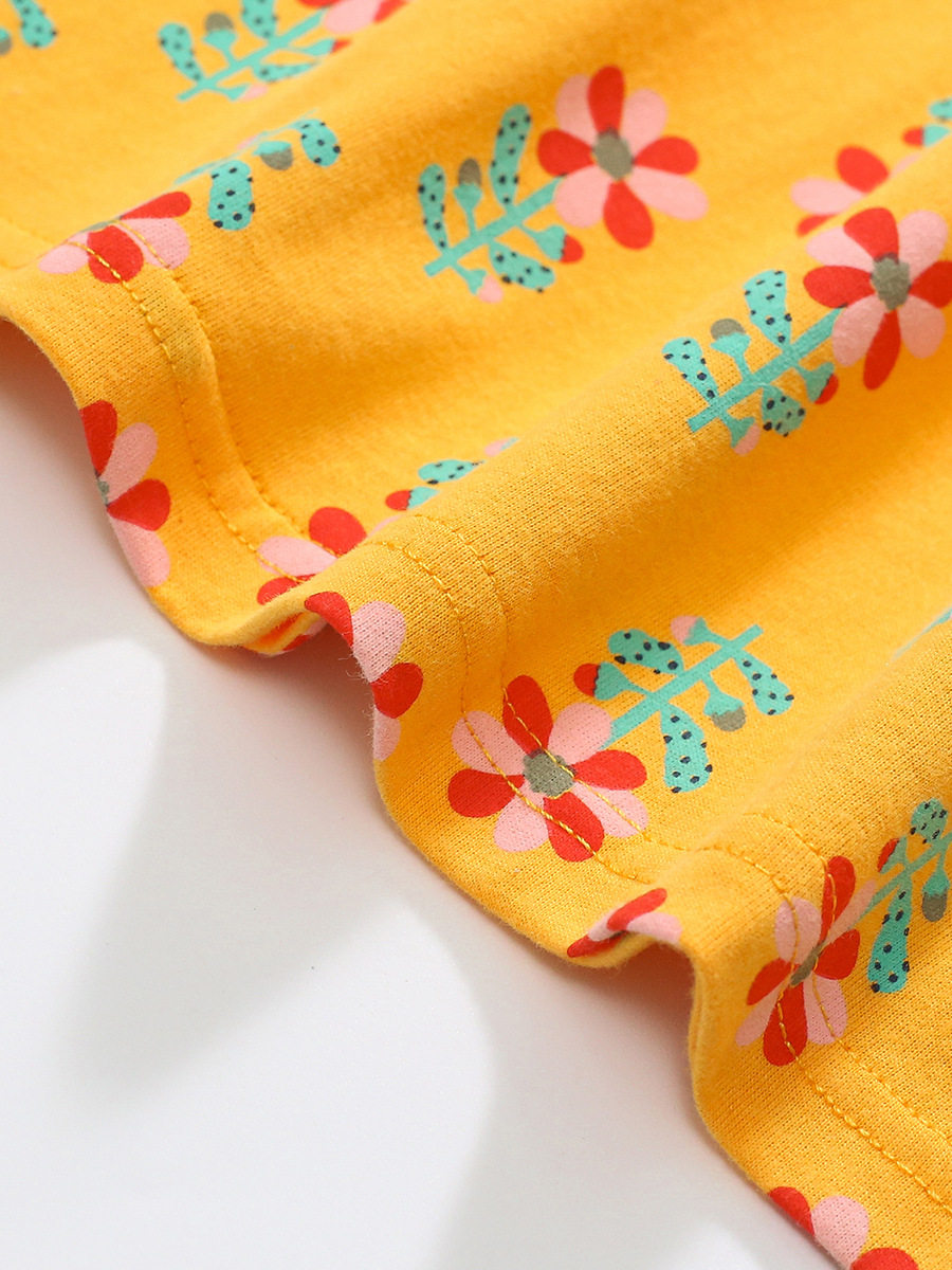 Girls' Princess Dress, Summer Cotton Open-front Peter Pan Collar Girls' Skirt, Kids' Short-sleeve Dress