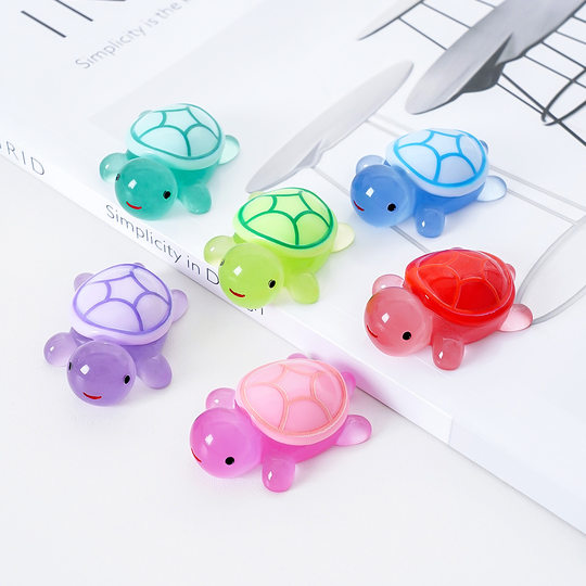 Luminous Cartoon Smiley Turtle DIY Decorations Blind Bag Hanging Accessories Micro Landscape Mini Desktop Car Ornaments
