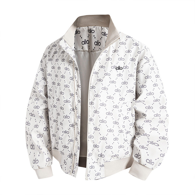 Áo Khoác Nam Dáng Rộng Cổ Trụ Họa Tiết Thời Trang Cotton Màu Trắng, Đen