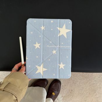 Denim Blue Star 3+Y Fold Buckle Suitable for Ipad10 Tablet Protective Case 10.9 Inches 13 Pen Slot Air11