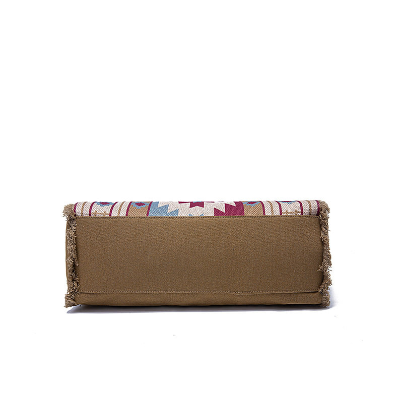 Túi Tote Nữ Vải Canvas Cotton Họa Tiết Bohemian Vintage Đeo Vai, Đeo Chéo, Xách Tay Màu Nâu, Xanh, Đỏ, Be chi tiết 10