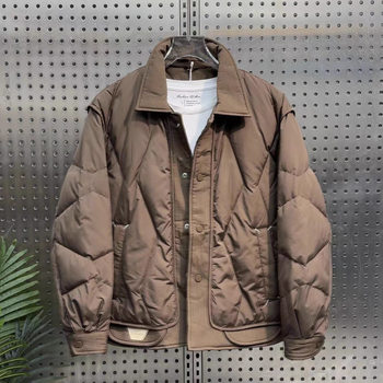 New Style Lapel Lightweight down Jacket Men's Winter Warm Japanese Style Casual Stylish Thickened Jacket