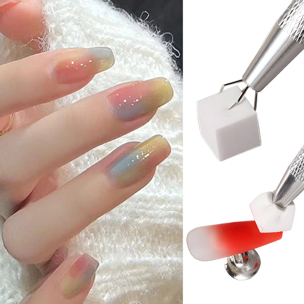 Cross-border Mini Nail Art Bean Curd Block Pat Cotton Snub Dye Gradient Blush Armor Not Sat Hand Multi-sided Sponge Nail Art Tool