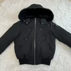 Men Fox Fur Hooded down Bomber Jacket Palm Moose