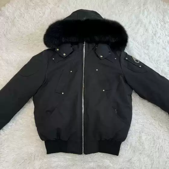 Men Fox Fur Hooded down Bomber Jacket Palm Moose