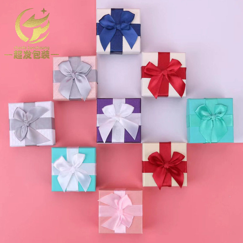 Explosions bow jewelry box creative ring box necklace earrings small set box jewelry box jewelry box wholesale