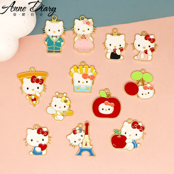 Sanrio Hello Kitty Kt Alloy DIY Accessories Oil Dripping Bag Clothing Keychain Jewelry Head Hand Rope Pendant