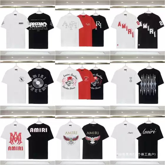 Amiri Cross-Border Wholesale Trendy Brand Amiri Short-Sleeve T-Shirt with Print, Fashionable Casual Matching Top