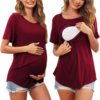European and American Summer Pregnant Women Solid Color Round Neck Short Sleeve Breastfeeding Postpartum Care Top T-shirt
