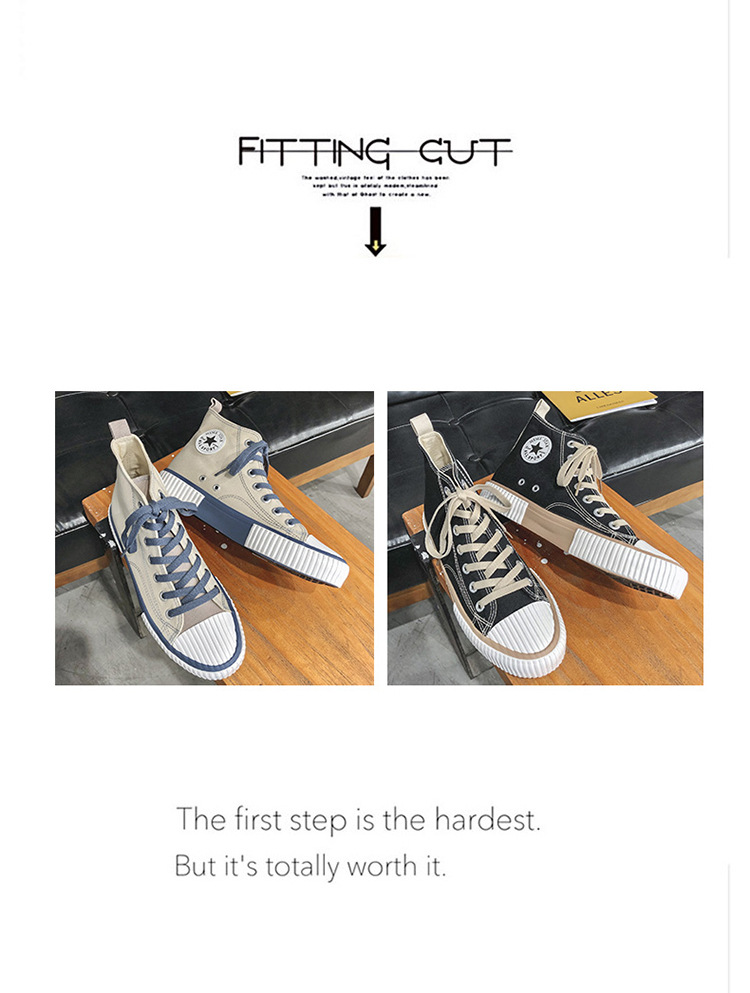 Spring New High-Top Canvas Shoes for Men Ins Hong Kong Style Trendy Breathable Couple Casual Sneakers Student Cloth Shoes 37 undefined