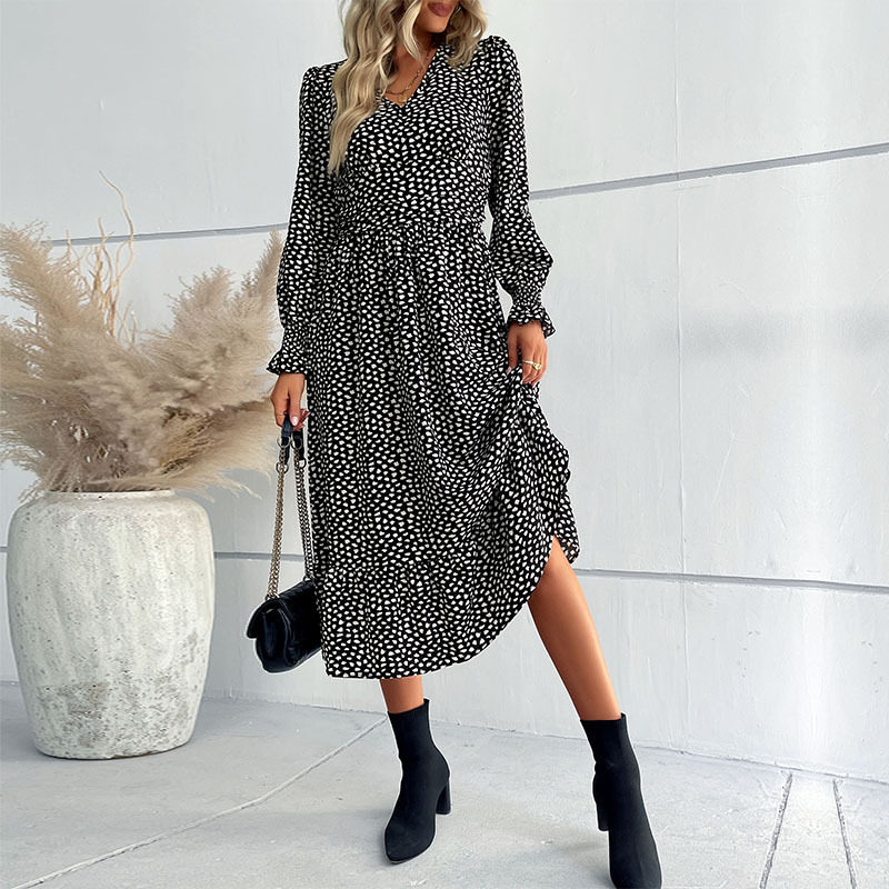 Long Sleeve Floral Dress Womens Fashion Autumn Style Elegant Design Wholesale Available custom packaging
