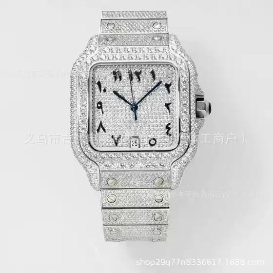 Missfox Classic Style New Luxury Full Diamond Square Cross-Border Men's Watch Quartz Watch Fashion Wholesale