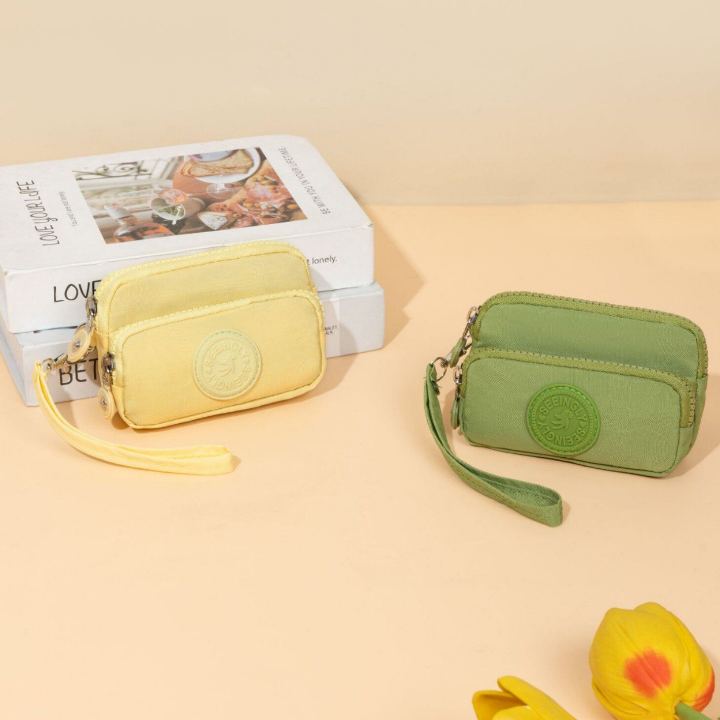 Factory direct foreign trade coin purse new solid color gift three pull anti-water nylon foreign trade coin purse wholesale