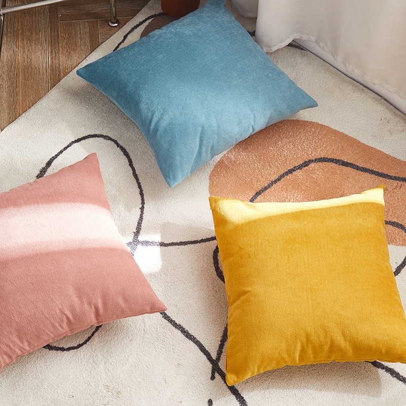 Modern Light Luxury Style Pillow Case Living Room Sofa Cushion Solid Color Pillow Chair Large Backrest Office Waist Pillow Case
