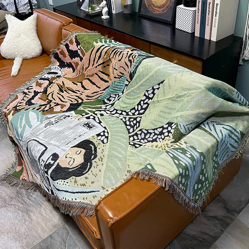 Cartoon Character Animal Four Seasons Universal Cotton Blanket Nordic Background Cloth Sofa Cover Blanket Sofa Cushion Shop Blanket Wholesale