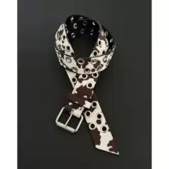 Ainworth Retro Cow Pattern Double-Row Rivet Belt Ins Style Y2K Punk Fashion Belt Cross-Border
