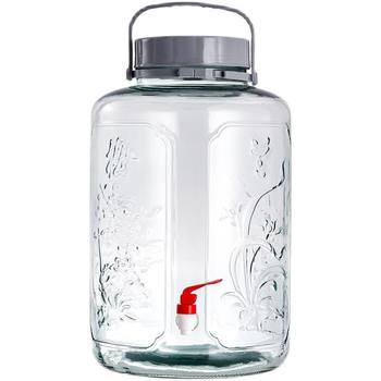 Household large jar sealed faucet bottle with bubble wine thickened special glass bottle bubble wine special wine jar