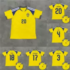 26-27 Usa, Canada, and Mexico World Cup National Team Sweden Home+Custom Name and Number Short Sleeve Fan Football Jersey