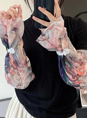 防晒手袖护臂女士夏季冰丝防晒袖套户外开车骑车冰袖时尚百搭套袖