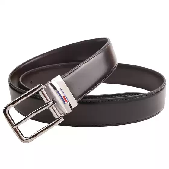 Tm Men's Belt Smooth Buckle Letter Belt Youth Plaid Trouser Belt Trendyy Casual Business Belt Wide