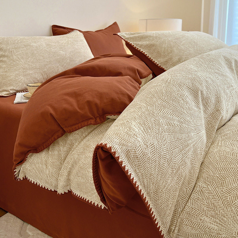 Pure Cotton Brushed Bed Four-Piece Set Pure Cotton Autumn and Winter Thickeneded Quilt Cover 2025 New Bed Bed Sheets Three-Piece Set Wholesale