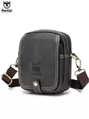 Captain Cow Leather Mini Small Leather Shoulder Crossbody Bag Men's Casual Sports Multifunctional Cowhide Waist Bag Wholesale
