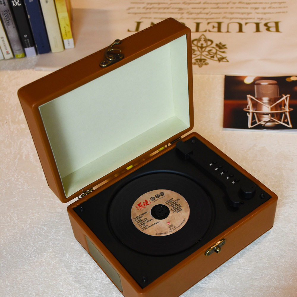 Retro multi-function CD player player portable antique suitcase Bluetooth stereo hi-fi album music gift