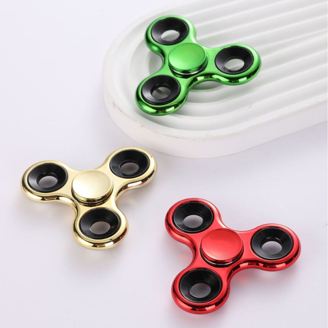 New electroplated fingertip gyro adult children decompression finger room Tuo toy ABS plastic bracket factory wholesale
