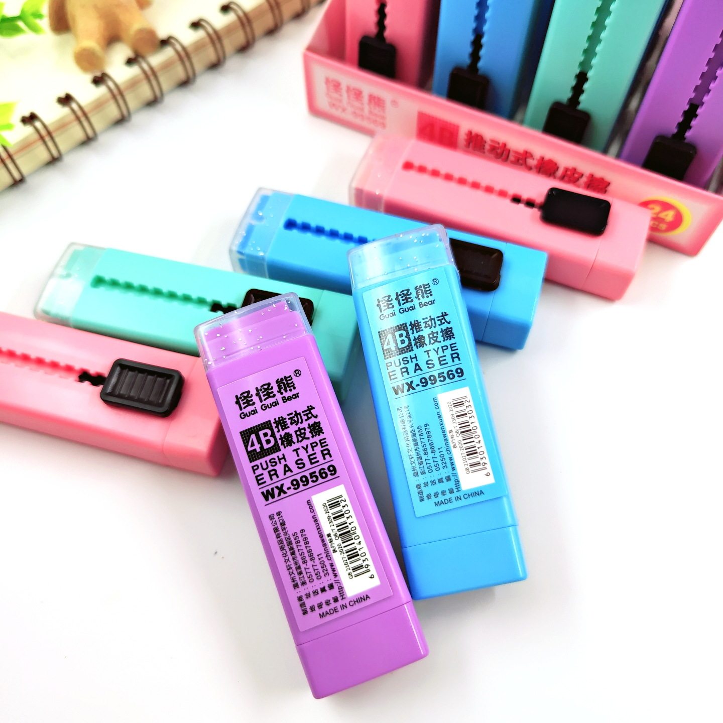 Push rubber macaroon color student examination eraser children stationery creative rubber Primary School students wipe clean