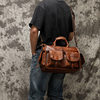 Cross-border Handmade Top-layer Cowhide Casual Crossbody Bag Men's Vintage Vegetable Tanned Leather Cambridge Bag Genuine Leather Handheld Messenger Bag