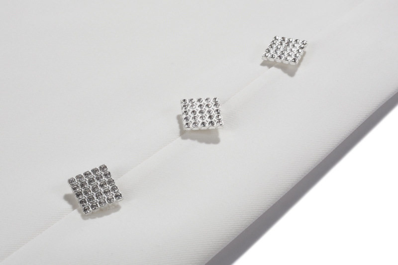 Váy mini chữ A trắng tay không cổ tròn phong cách cơ bản — Trắng chi tiết 14