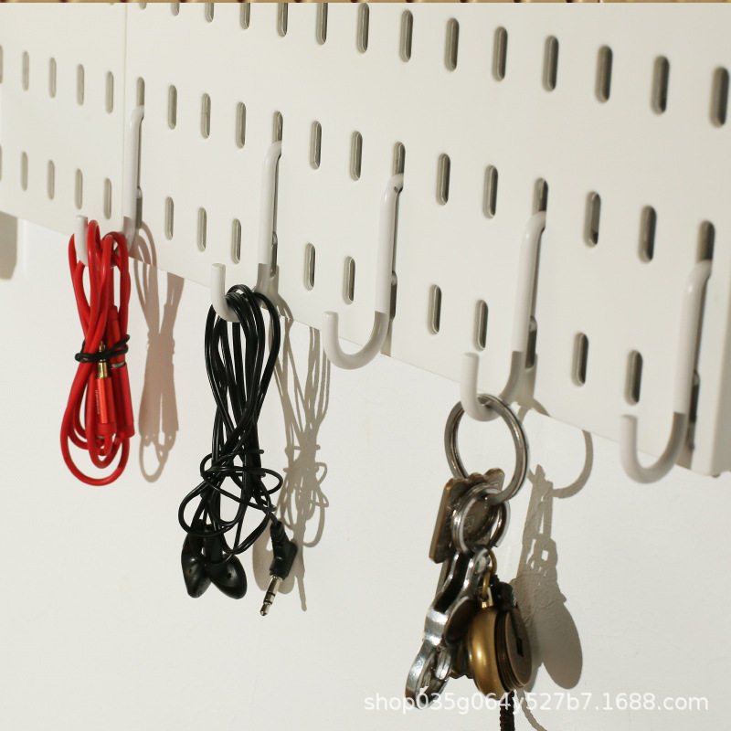 Yi Hole Board Accessories Storage Rack Wall Punch-Free Organizer Square Box Hook Three-Compartment Box Transparent Home