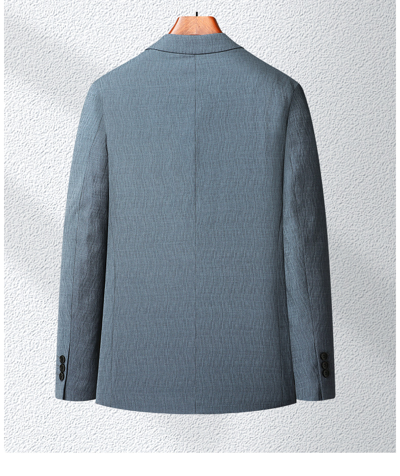 Áo blazer nam dáng ôm mỏng nhẹ mùa xuân thu, vải jacquard co giãn không cần ủi — Màu xanh, Màu xám
