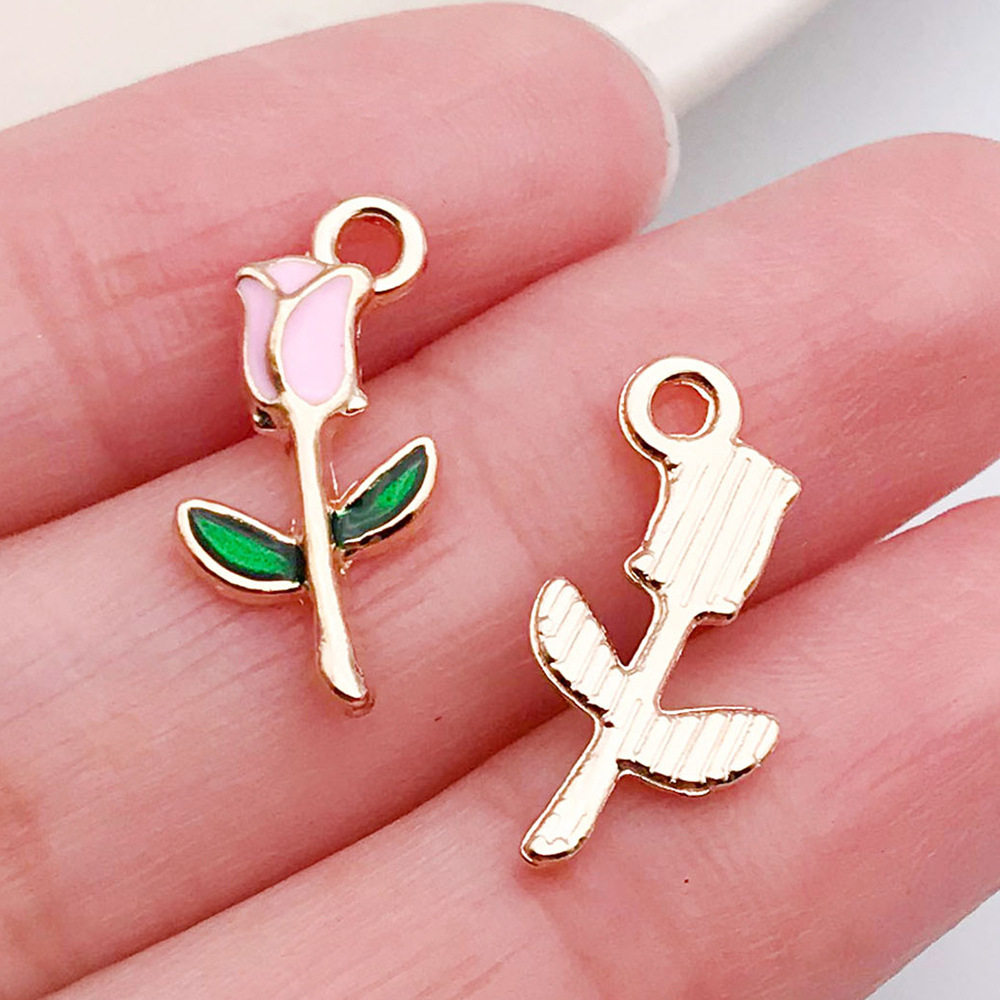 混50个红粉爱心桃心饰品配件 diy手链钥匙扣项链吊坠合金滴油挂件