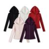 Autumn New Fleece Slim-Fit Zip-Up Hooded Sweatshirt Cardigan Casual Slimming Flared Pants Sports Suit