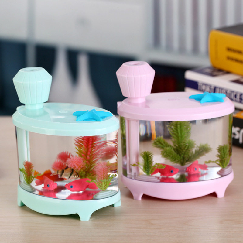 Cross-border creative aquarium fish tank humidifier household mini night light diy custom air humidifier manufacturers