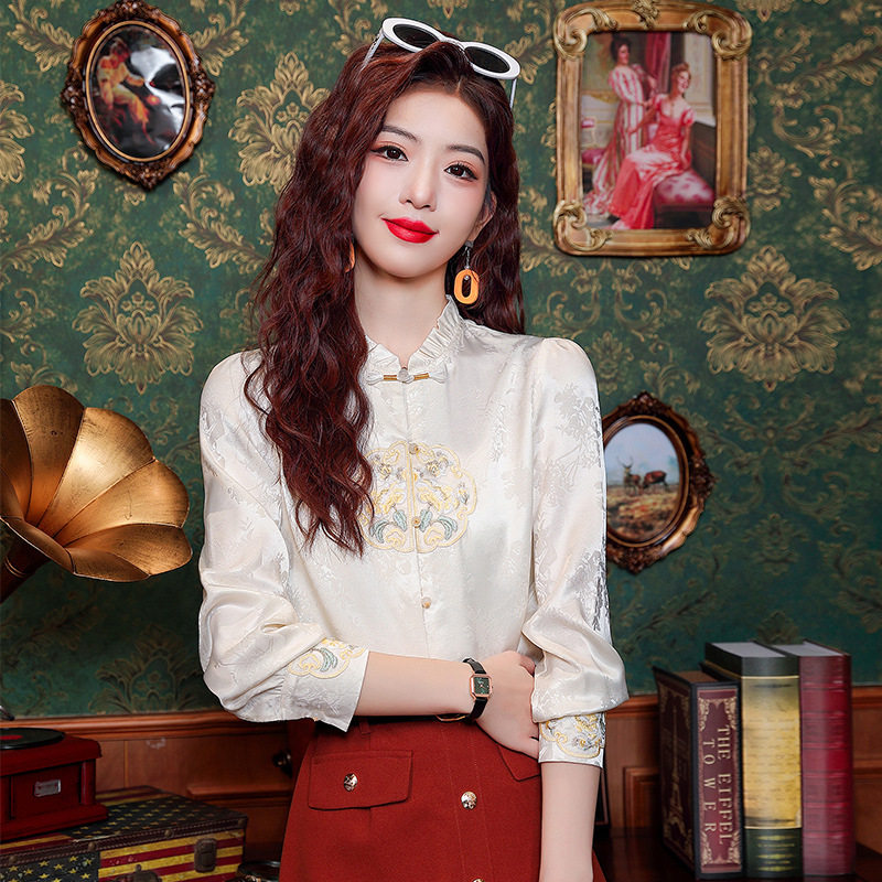 Autumn Clothing for Women with Horse Face Skirt New Chinoiserie National Style Buttoned Shirt Top 2025 New High-End Small Shirt Women's Clothing