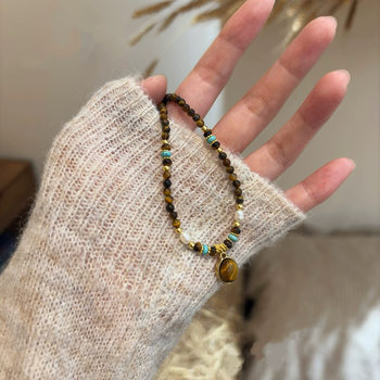 Natural Pearl Tiger Eye Stone Necklace, High-End Maillard Light Luxury, Simple and Exquisite, Niche Personality, Versatile Clavicle Chain