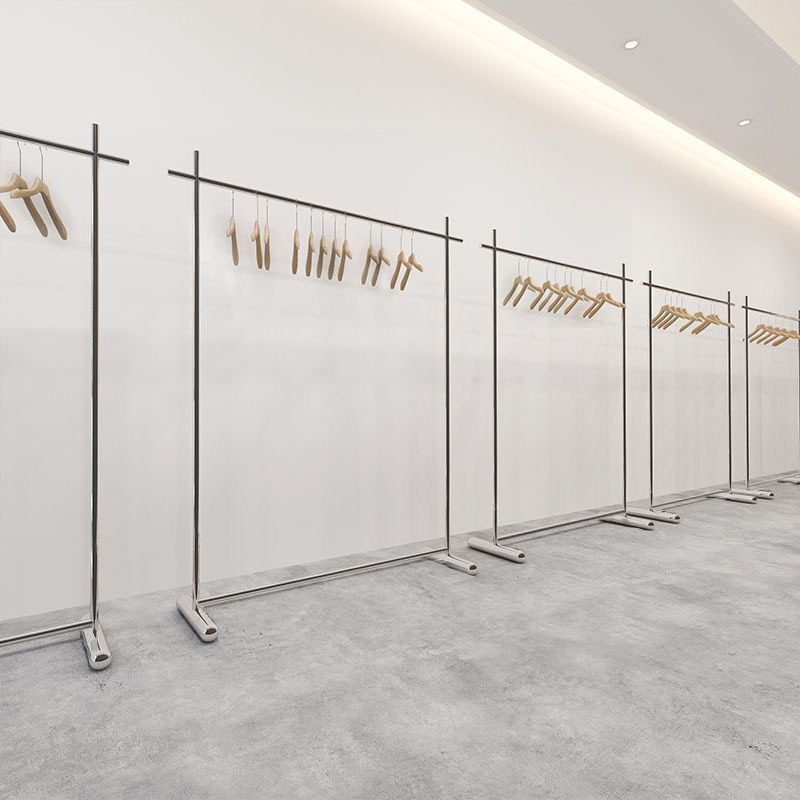 Clothing Store Display Rack Stainless Steel Simple Floor-to-Floor Nakajima Hanger for Men's and Women's Children's Clothing Store Shelf Display Props