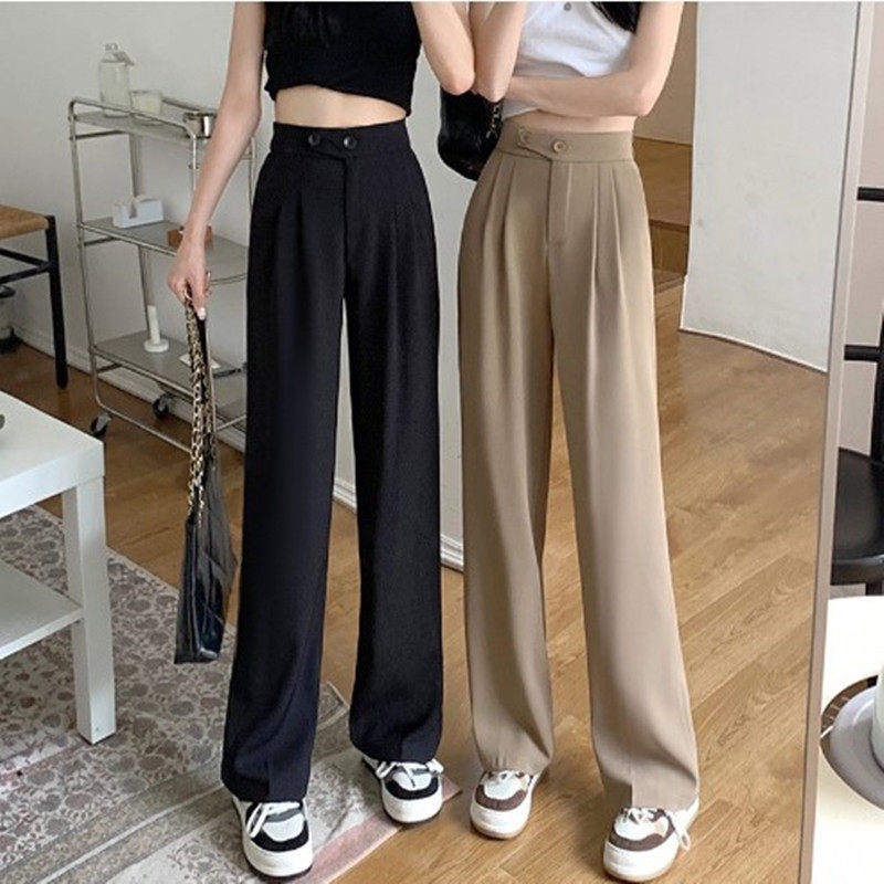 Women's Suit Pants 2026 Spring/Summer New High-Waisted Tummy-Concealing Slimming Drapey Loose Casual Floor-Length Wide-Leg Trousers