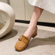 乐福鞋女2024春季新款方头时装通勤单鞋休闲小皮鞋一件代发简约风