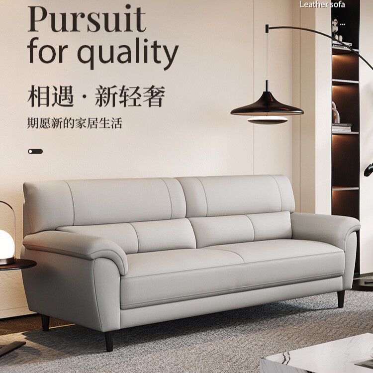 Nordic leather sofa living room 2024 new first layer cowhide...