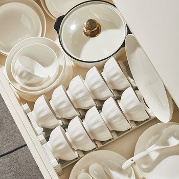 Underglaze Color Tableware Dishes suit Household Jingdezhen Pure White 2024 Simple Ceramic Dishes Advanced Housewarming New Style