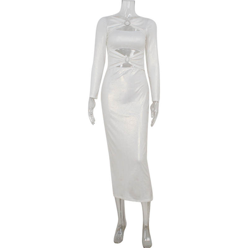 Lace Cutout Sexy Dress Rhinestone Button Detail Bodycon Style for Parties Wholesale Available private label