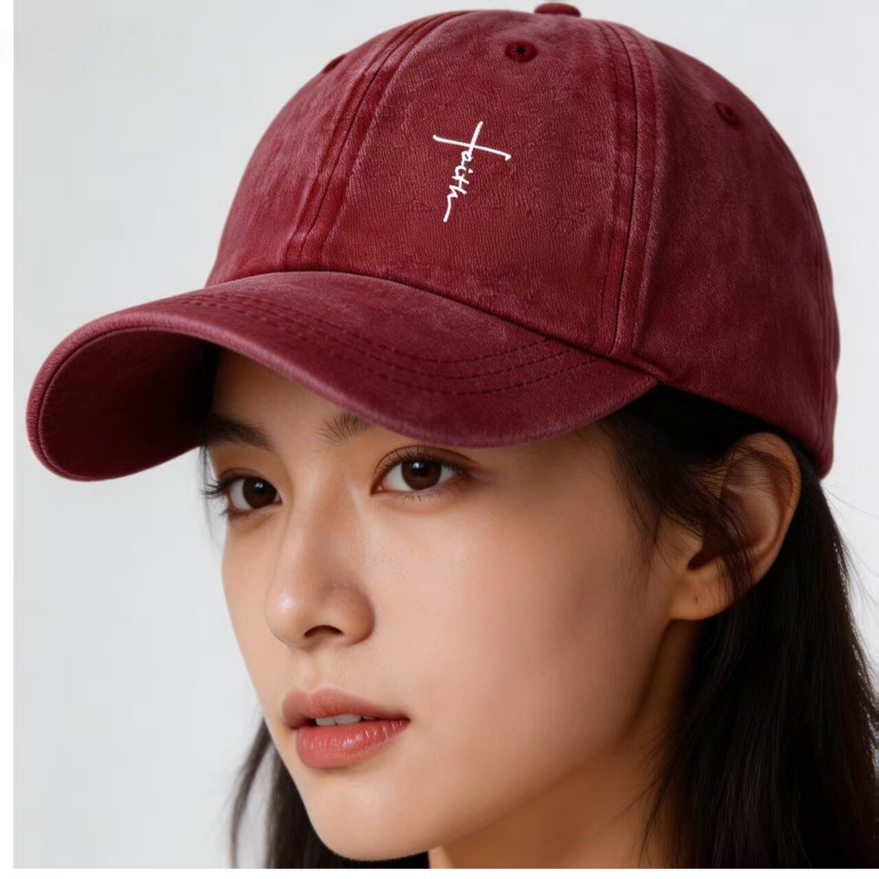 Faith 印花复古街头风水洗做旧男士女士棒球帽休闲户外活动遮阳帽