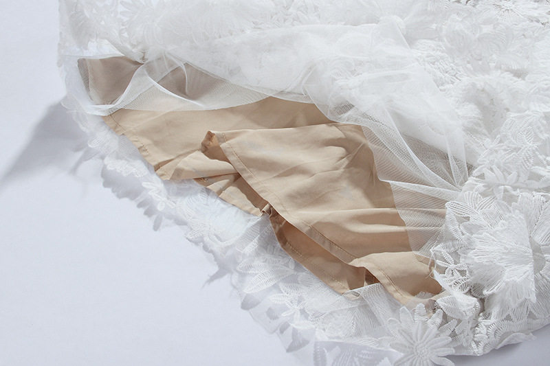 Đầm trắng nữ Việt Nam phong cách Pháp mềm mại chất liệu organza phối ren — Trắng chi tiết 12