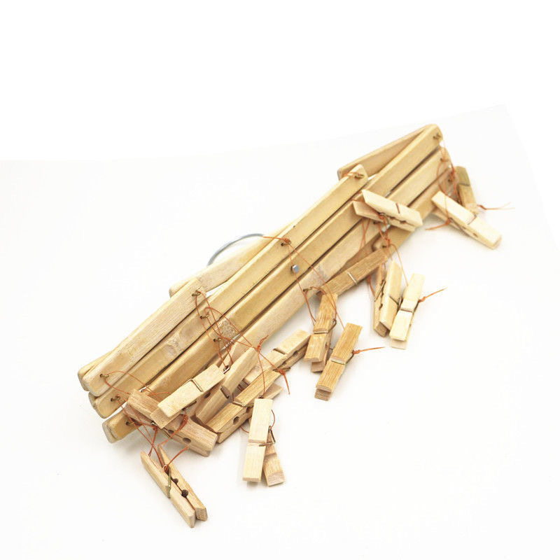 ✅Multifunctional foldable bamboo socks rack household multi-head drying clip windproof pants clip pull hanger two yuan wholesale