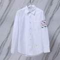 White puppy embroidered Oxford long-sleeved shirt