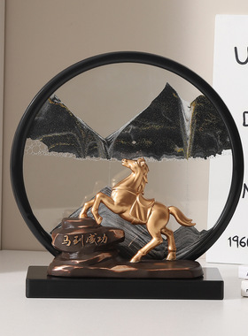 树脂流沙画摆件工位解压治愈小摆件办公桌情绪稳定迷你不占地立体