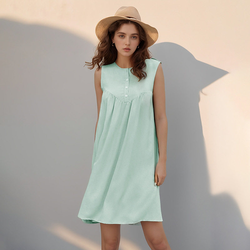 Casual A Line Dress Minimalist Style Loose Fit Solid Color Soft Draping Perfect for Everyday Wear Wholesale